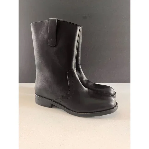 New Free People Black Leather Easton Equestrian Ankle Boots size 8.5 - Picture 3 of 9